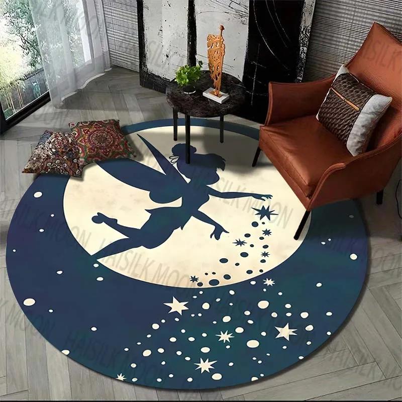 Fairy Princess Round Rug Flannel Printed Carpet Magical Design Kids Room Decor Cozy Soft Floor Mat Home Decoration Indoor Use