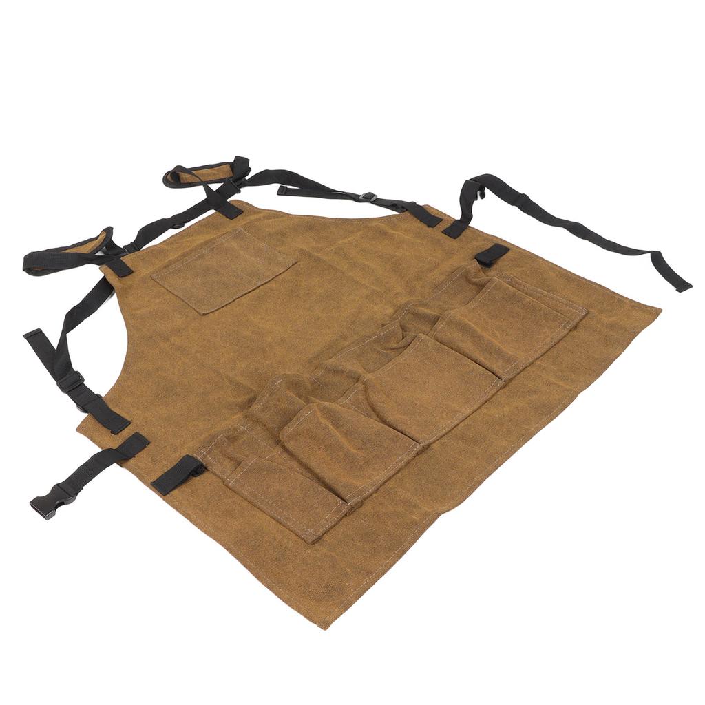Woodworking Apron Thick Shoulder Pads Adjustable Strap Work Apron with 9 Pockets for Women Men