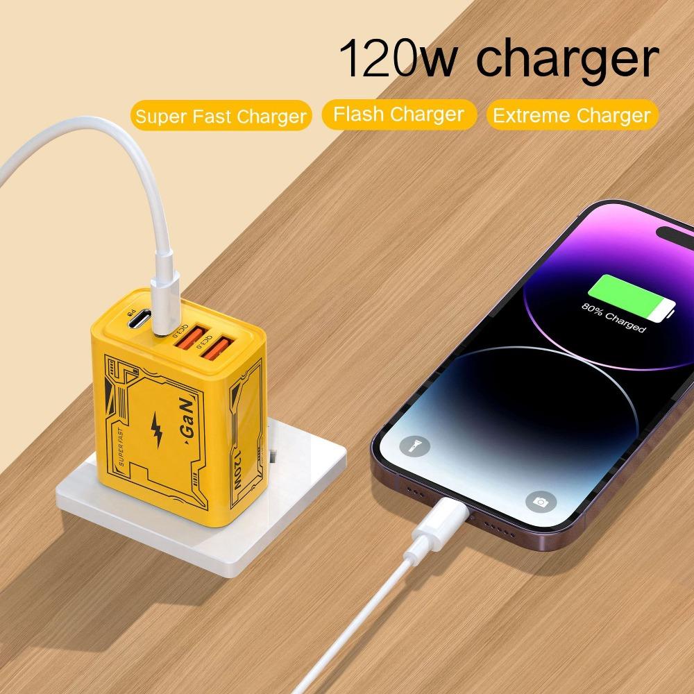 120W mecha PD fast charging charger dual typec dual usb suitable for Apple 15 Huawei mobile phone 5v2a charging head