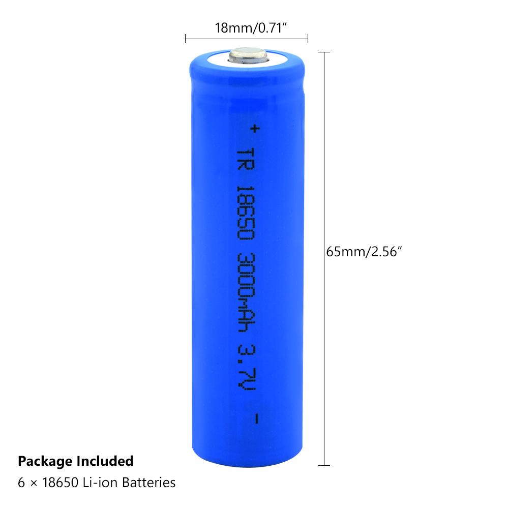 Buy 6Pcs 18650 Battery 3000mAh 3.7V Rechargeable Cell For Torch Mini ...