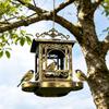 Vogelvoederhuisje met Zonne-energie Lamp Antiek Brons Schaal LantaarnStijl voor Tuiniers,