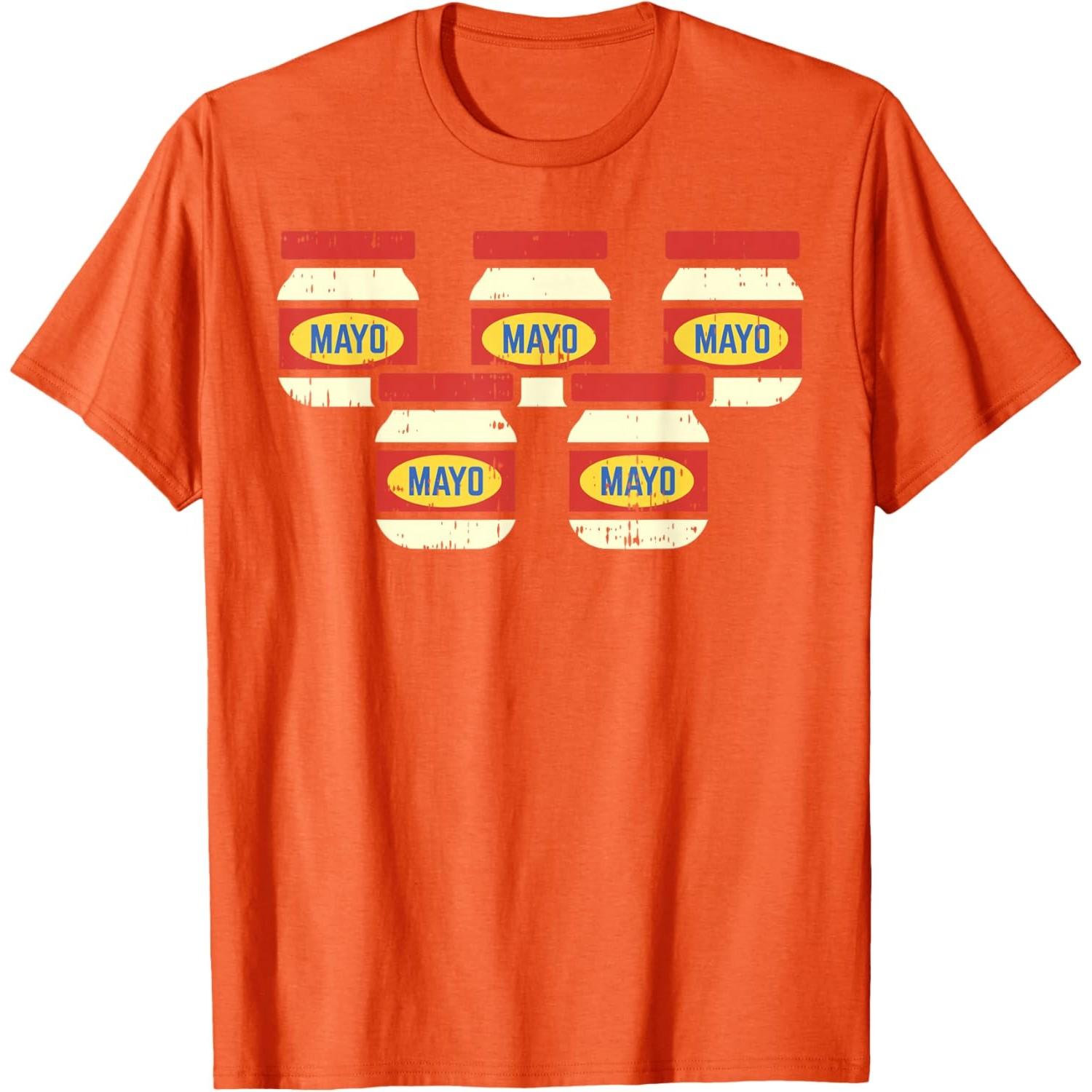 

Funny Mayo Jar Five Pack Distressed Graphic Tee Retro Foodie TShirt Casual Cotton 4XL