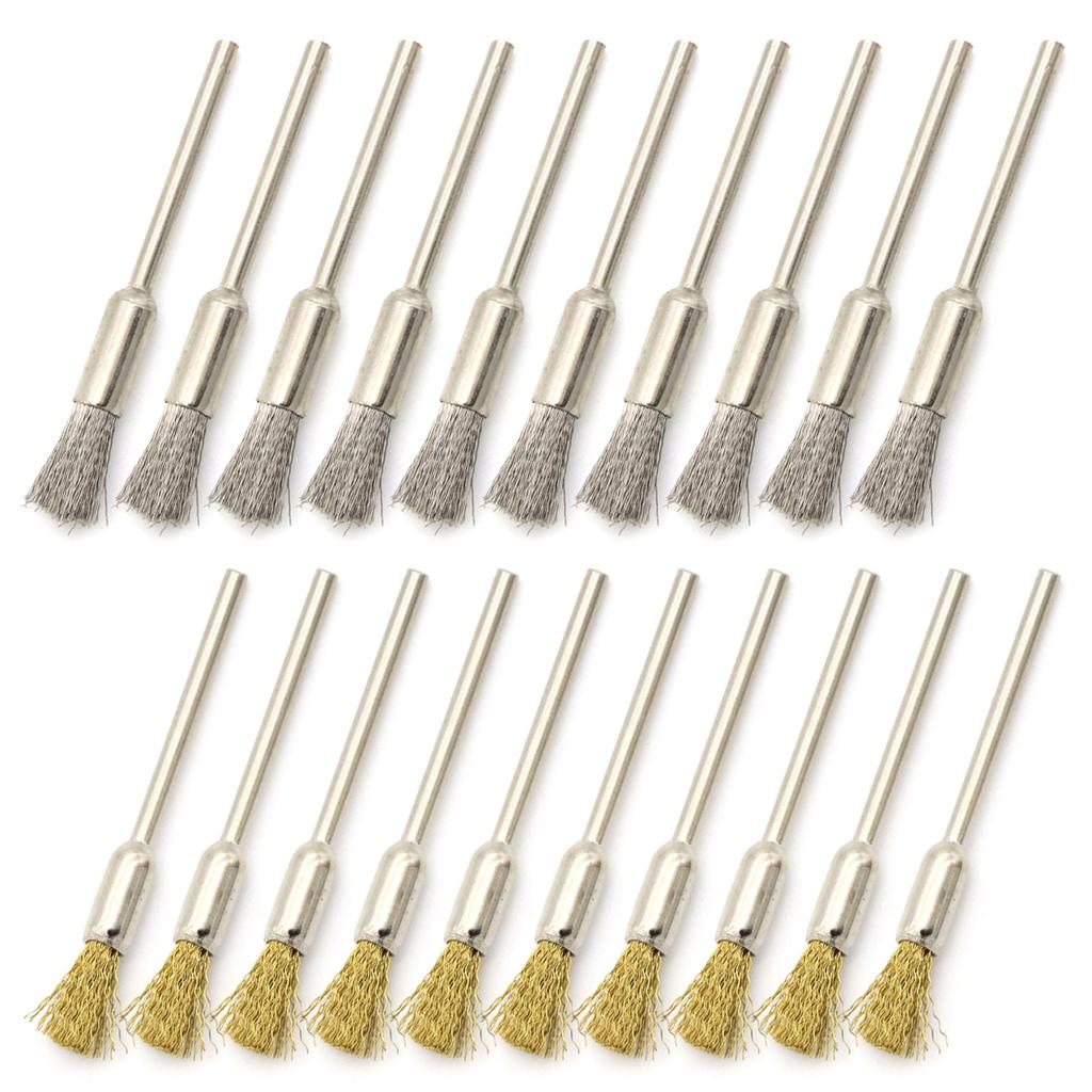 20Pcs Extended Small Wire Brush Cleaning End Brushes Pen Wire Brush Polishing Rotary Tools Accessories Enduring