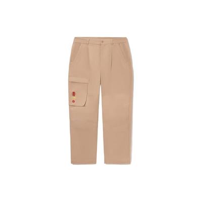 Li Ning Embroidered Casual Sports Straight Leg Cargo Pants Men Pants Fog-Apricot AKXS385-2