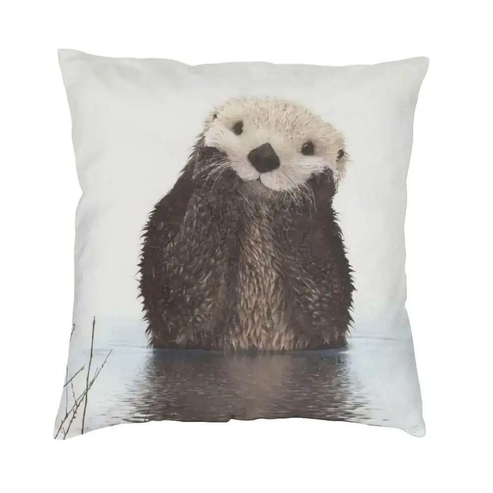 

Kawaii Otter Sea Throw Pillow Home Decoration Pet Animal Mat Salon Decoration Square Shirt Pillow Double sided Printing 12x12Inch