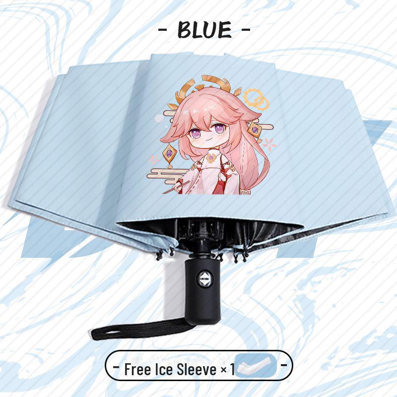 Genshin Impact Automatický skládací deštník s UV ochranou pro žáky základních škol - Odolný proti větru, pro slunečné i deštivé počasí