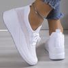 Spring Breathable Wedge Sneakers Women Mesh Knitted Platform Sports Shoes Woman Casual Non-Slip Lace Up Tennis Shoes Ladies