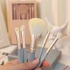 WTEMPO Set di pennelli per trucco eleganti tinta unita con scatola portaoggetti, pennelli morbidi portatili per trucco da viaggio all'aperto