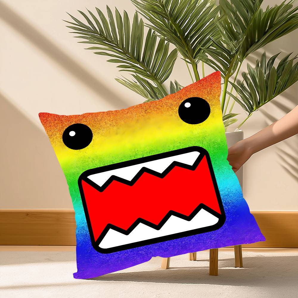 Cool Cute D-Domo KunS Face Pillow Case Soft Plush Fabric Double Sided Print Decorative Home Living Room Gift Cushion