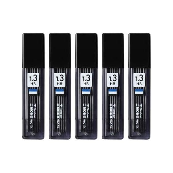 Tombow Mono Work Mechanical Pencil Lead, 1.3mm, HB, 5 Packs (ECJ-121-5P) - For Mono Work Pencils: Write thick, fast, and dark with excellent