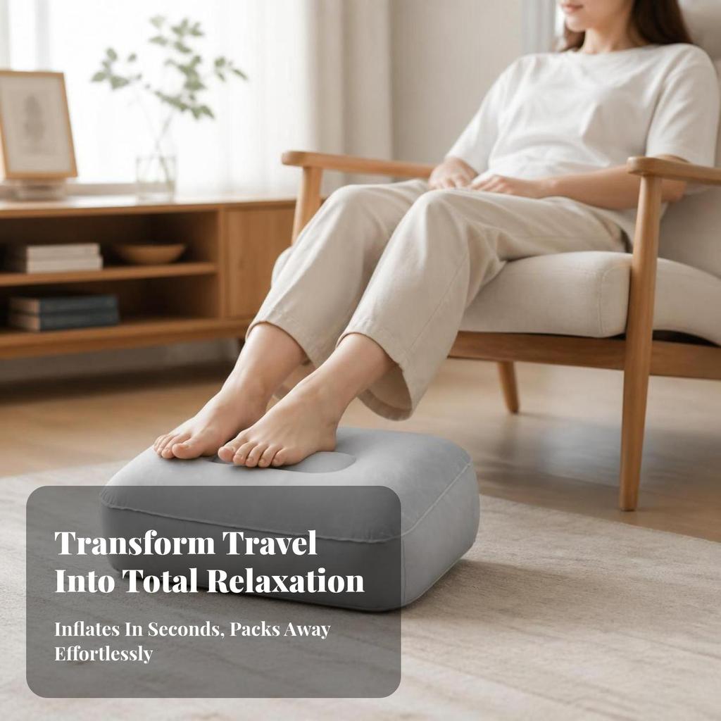 Inflatable Travel Footrest Cushion Aufblasbar Foot Support Tragbar for Travelers