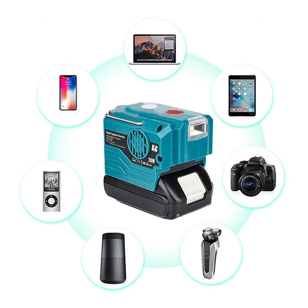 200W CAR Power Inverter 18v To 230v Portable Power Supply Inverter With LED Work Light 2 USB DC 5V/2.1A Port 18W 5V/2.1A