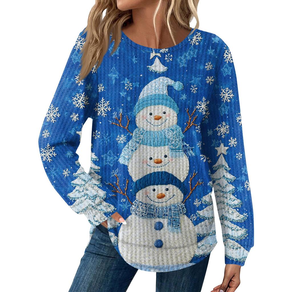 Dámská móda Dlouhý rukáv Vánoční Volný Dlouhý rukáv Kulatý výstřih Ležérní Top