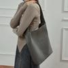 HIFASHION Cowhide Genuine Leather Bucket Tote Bags For Women 2026 Large Capacity Office Work Handbags Simple Shopping Hobo Purse