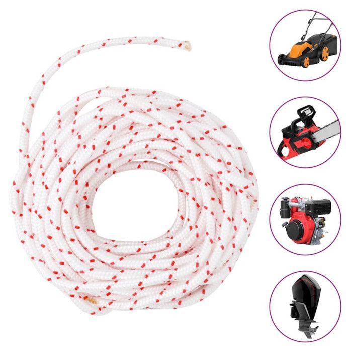 Cordon de démarrage à tirer blanc et rouge Ø6 mm 10 m nylon
