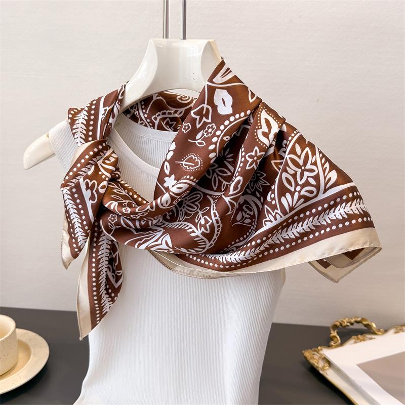 Frühling Und Sommer Kaschunuss Druck Simulation Seidenschal Quadratischer Schal High-End Schal Vielseitig Hals Kleiner Quadratischer Schal Kopftuch Schal Damen