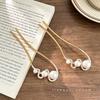 1pc New Fashion U-shaped Metal Hair Clips Ladies Elegant Pearl Ponytail Hair Stick Simple Hairpin Headdress Hair Accessories