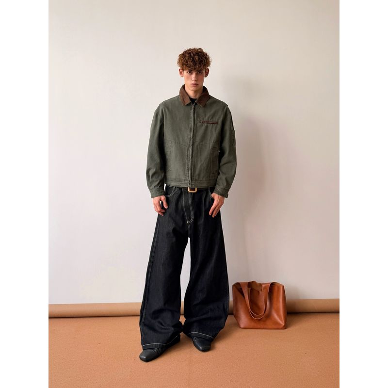 Cabbage Coke American Detroit Workwear Jacket Short Washed Lapel American Retro Cleanfit Jacket for Men