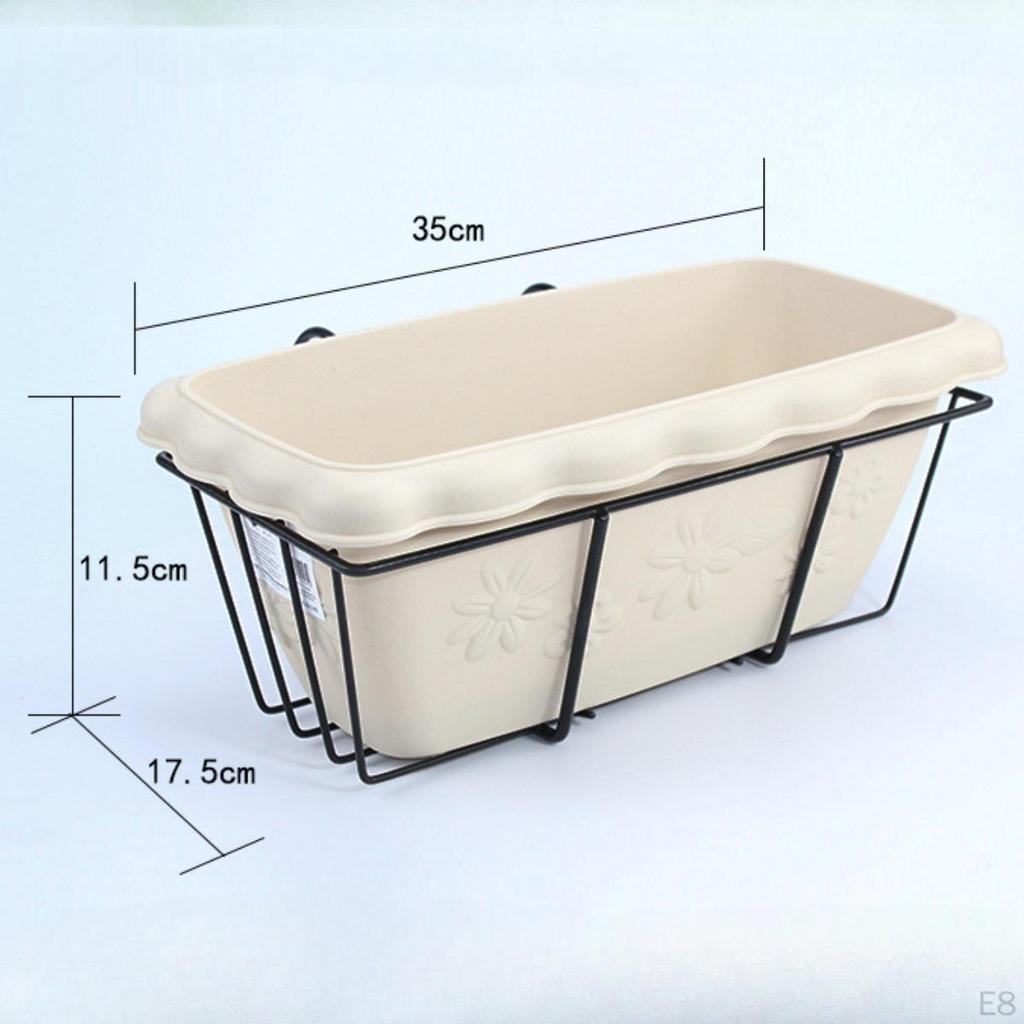 Balcony Railing Flowerpot with Tray And Rack for Outdoor