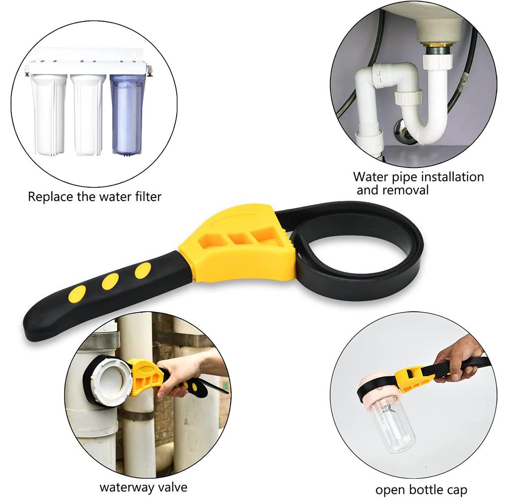 2 Pieces Multipurpose Rubber Strap Wrench Professional Simple Opening Wrenches Adjustable Belt Spanner Accessory