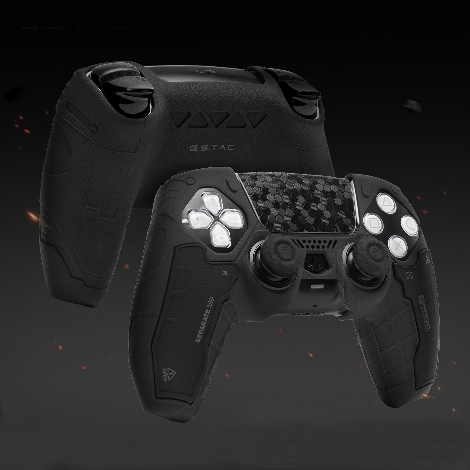 Mecha Mat Siliconen Zachte Beschermer Sticker Skin Voor Sony Dualsense 5 PS5 Controller Case Duimstick Grip Dop Cover zwart