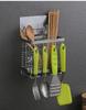 Stainless Steel Chopsticks Holder Draining Rack with Double Compartments and Hooks for Kitchen Countertop or Wall Mounted Storage Organizer