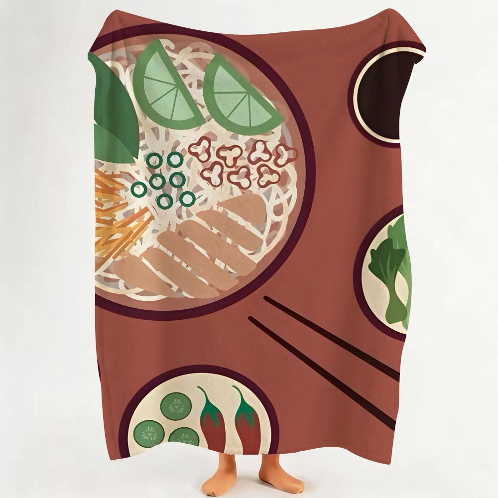 Design C Cartoon P Pattern F Food Throw Flannel Throw Blanket Suitable for Sofa Living Room Bedroom