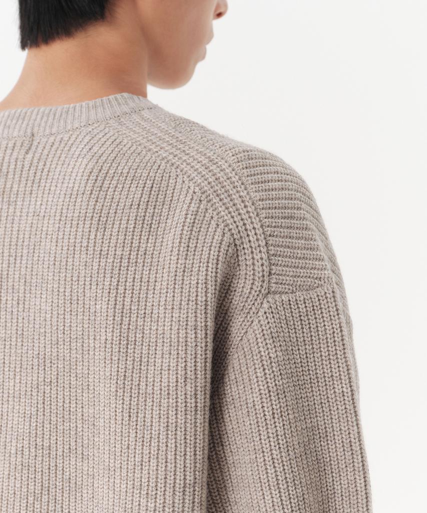 Musinsa Standard Relaxed Ribbed Round Neck Cardigan [Oatmeal]