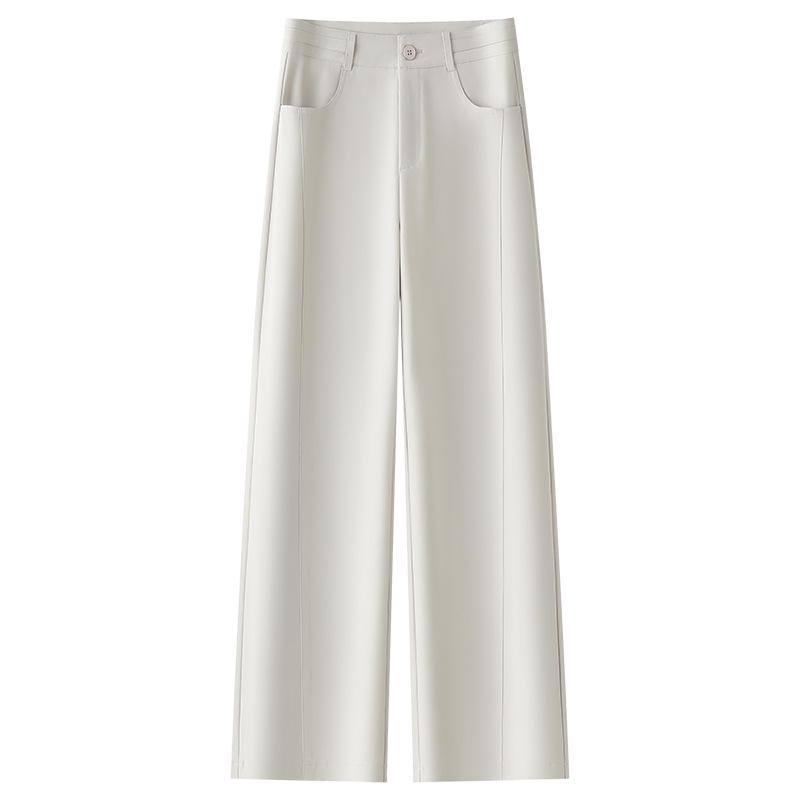 

2025 Spring Women s Black Wide-Leg Pants: Loose, Slimming, Drapey, Casual, Straight-Leg Trousers for Spring and Autumn. XL белый