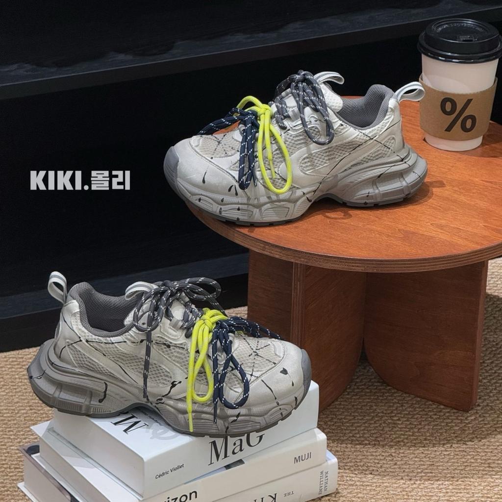 Leather platform Paris dad shoes women's 2025 autumn new three-color shoelaces are old and polished trendy sports and leisure shoes