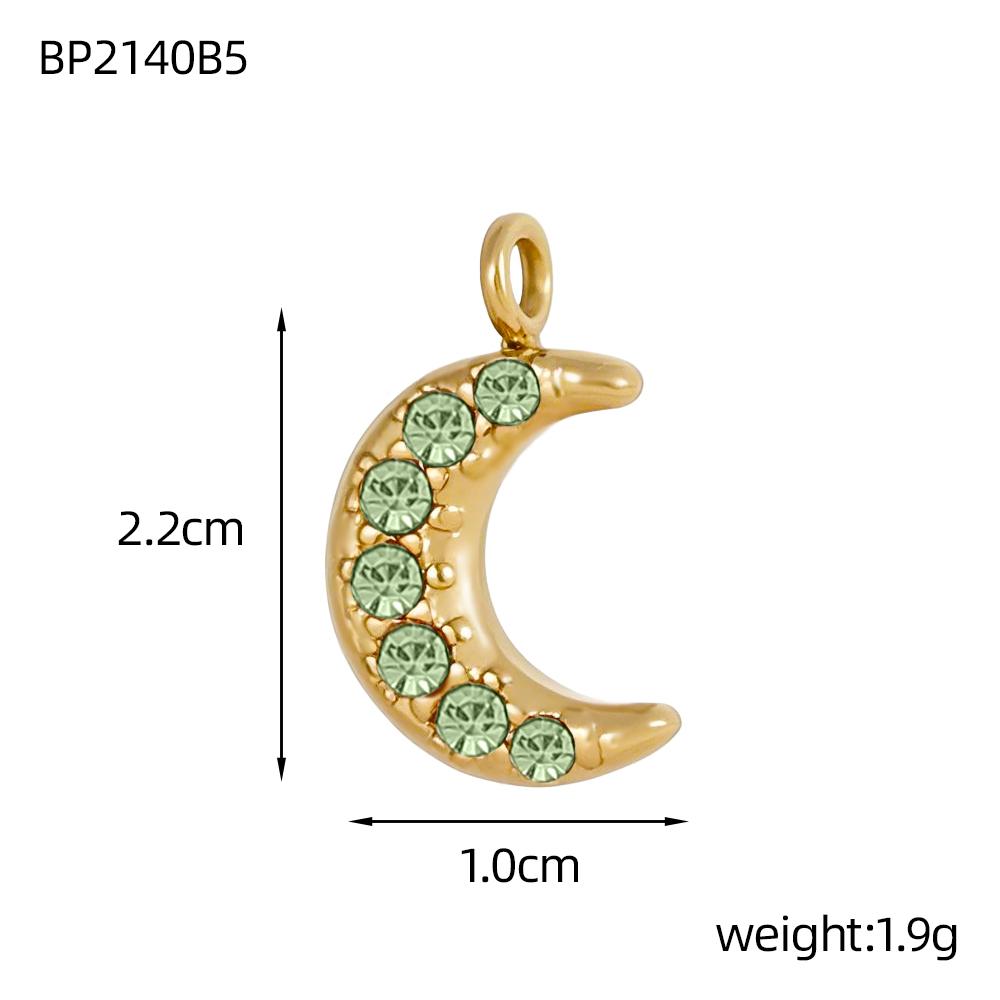 CARLIDANA DIY Handmade Moon Stars Colorful Zircon Accessories Charm Stainless Steel Gold Plated Pendant Fashion Jewelry Necklace
