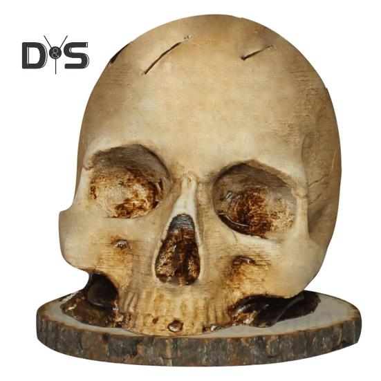 Skull Cutter Holder Horror Skull Resin Figurine Kitchen Countertop Cutter Block Organizer Stand Rack Desktop Decoration Scary Party Gift