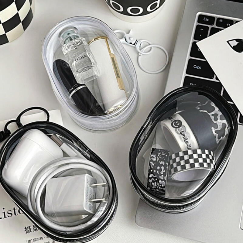 

Transparent doll pouch key ring mini pvc pouch bag cosmetics black