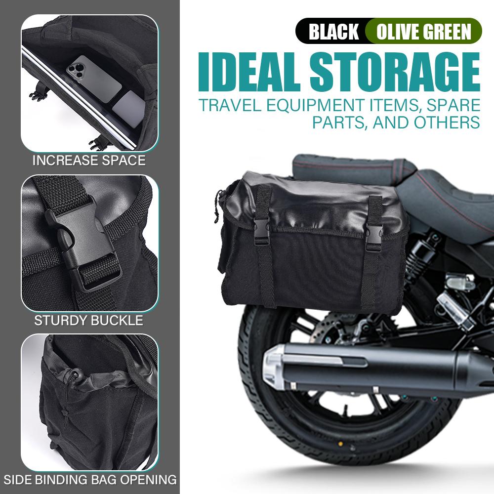 Black Canvas Hanging Bag Motorcycle Double-Sided Hanging Bag with Expandable Capacity, Pressure-Resistant and Tension-Resistant