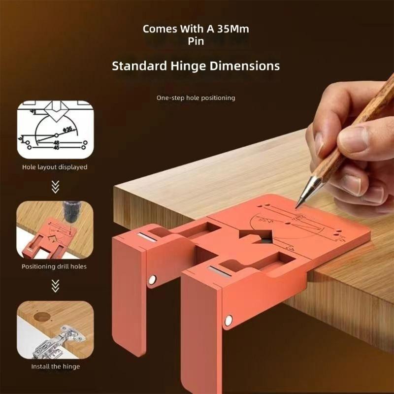 Cabinet Door Hinge Spacer Installation Positioning Tool Magnetic Hinge Jig with Twist Drill Bit For Precise Alignment