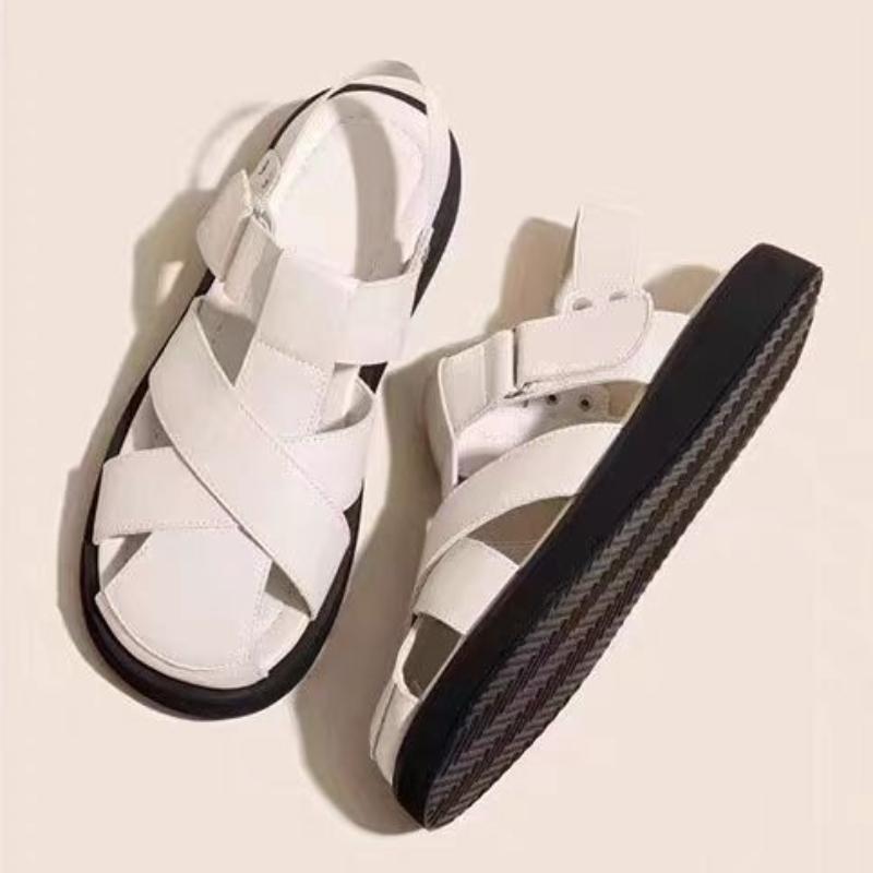 Fashion Closed-toe Roman Sandals for Women, Wear Outside In Summer 2024, with Skirt, Flat-bottomed and Comfortable Hollow Pig Cage Shoes