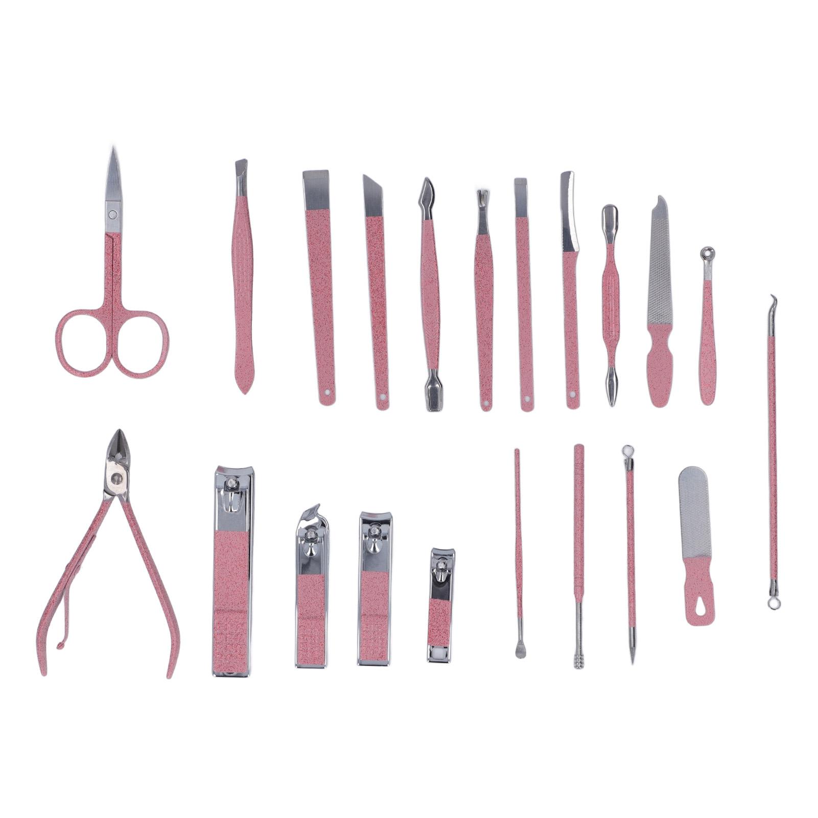 

21 шт. Манікюрні інструменти Висока гострота Нержавіюча сталь Багатоцільовий Набір кусачок для нігтів для рук, ніг, обличчя