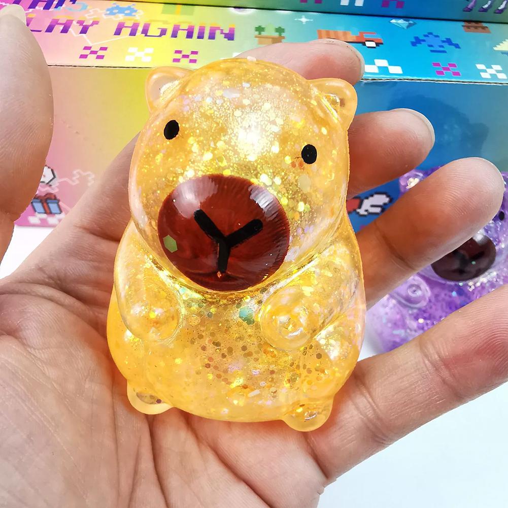 New Capybara Glitter Decompression Toy Soft Glitter Gummy Fidget Toys Low Rebound Decompression Toys Dough Ball Home Decor