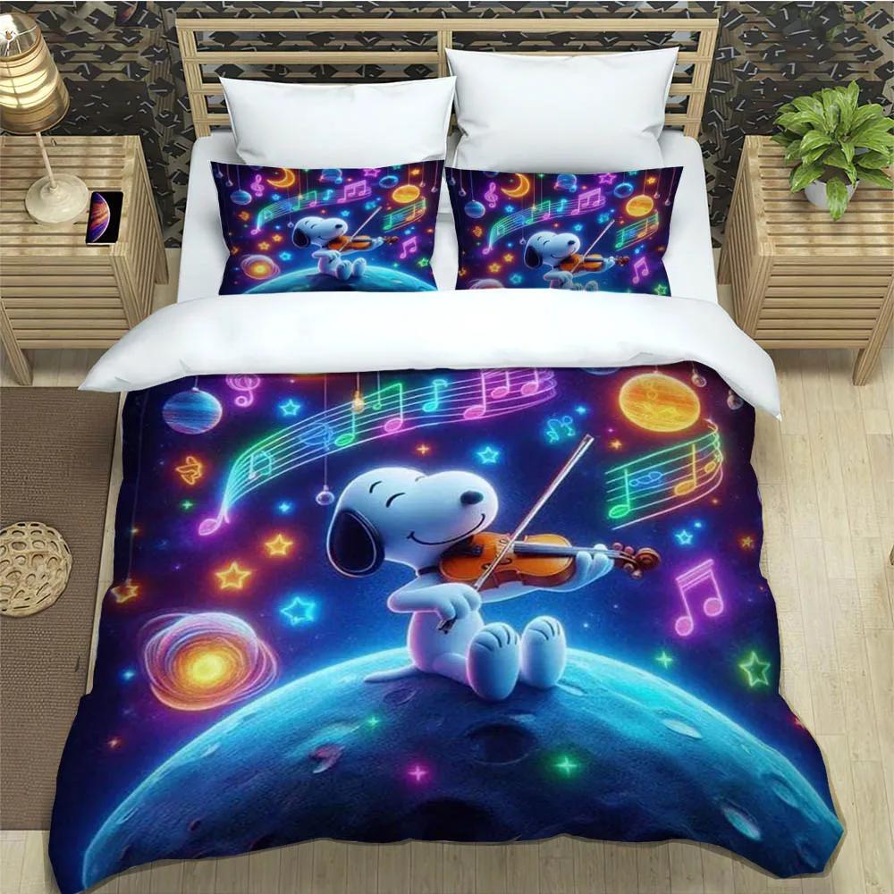 Cute Cartoon Snoopy Bedding Sets Exquisite Bed Supplies Set Duvet Cover Bed Comforter Set Bedding Set Luxury Birthday Gift