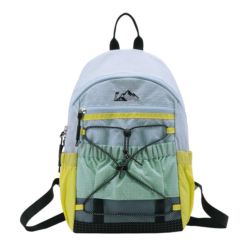 Color Contrast Backpack Outdoor Sports Drawstring Backpack Student Schoolbag синий