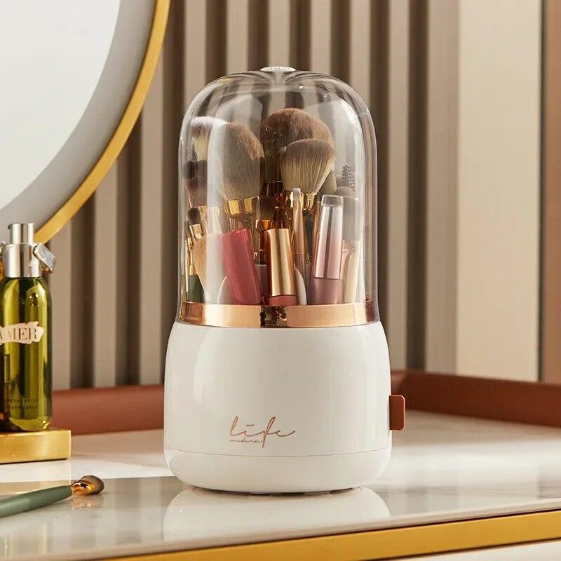Luxury Rotating Makeup Brush Storage Barrel Large Capacity Dustproof Lipstick Eyebrow Pencil Cosmetic Storage Box Cross-border
