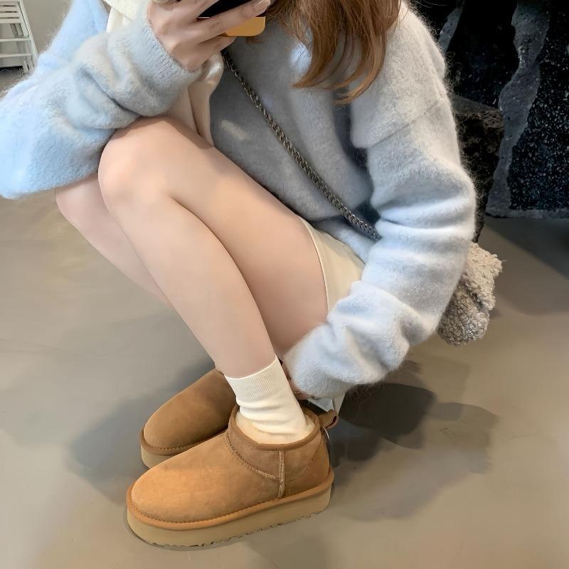 Zhou Dongyu Snow Boots Women's Fur Integrated Winter New Lazy Cotton Shoes Warm Velvet Non-slip Short Boots