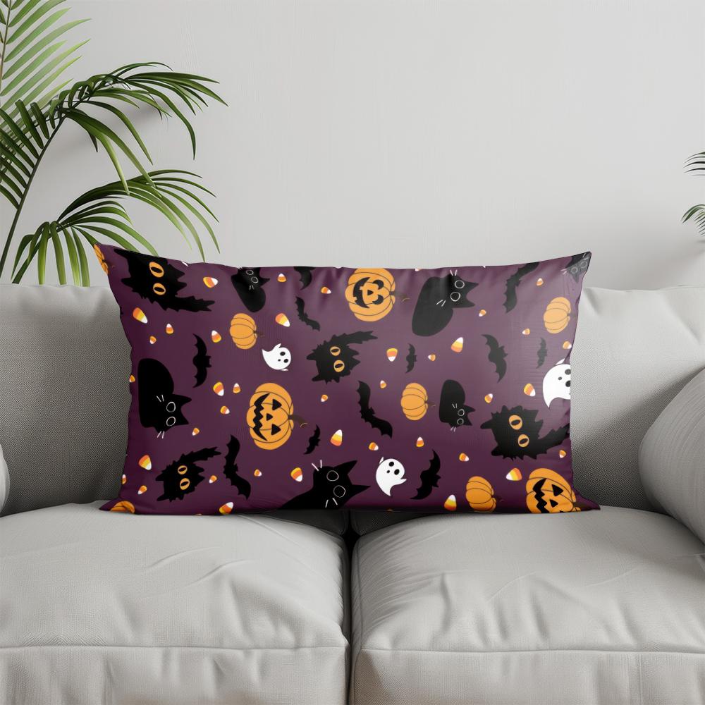 Home Decor Halloween Cat & Pumpkin Pillow Suitable For Sofa Bedroom Car Pillow Cover Cushion Rectangular Back Cushion