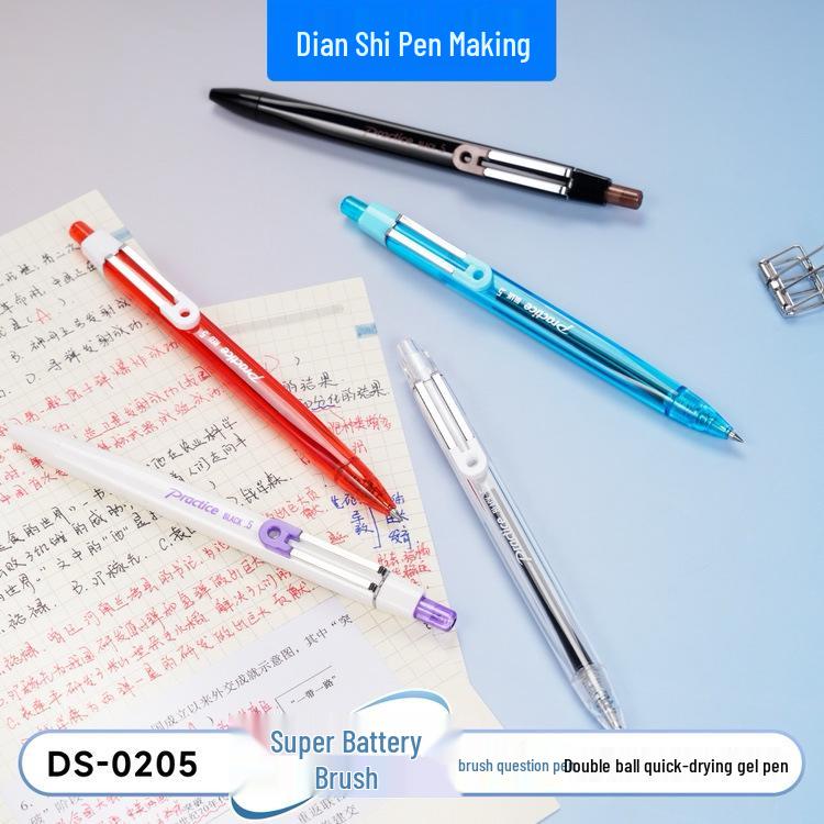 

DianShi DS-0205 Quick Dry 0.5mm Double Bead Pen - Black, Red, Blue Ink Signature Pen White Barrel [Price per unit]