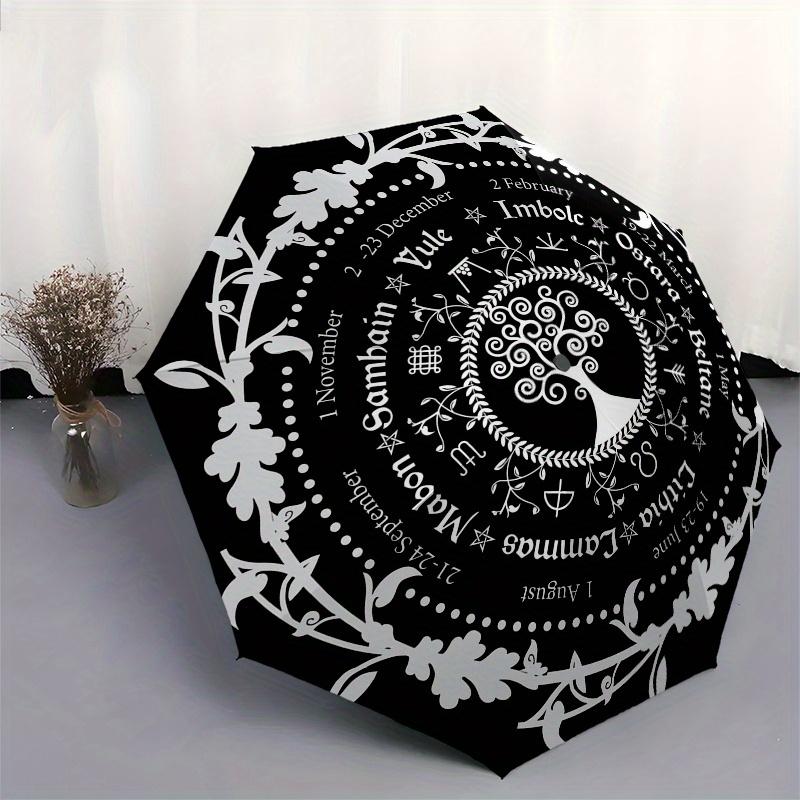 Pagan Wheel of the Year Calendar  Umbrella, Portable 3-Fold Umbrella for Men & Women,Christmas Gift ES180