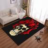 Skull Rose Printed Flannel Non-slip Carpet Suitable for Living Room and Bedroom