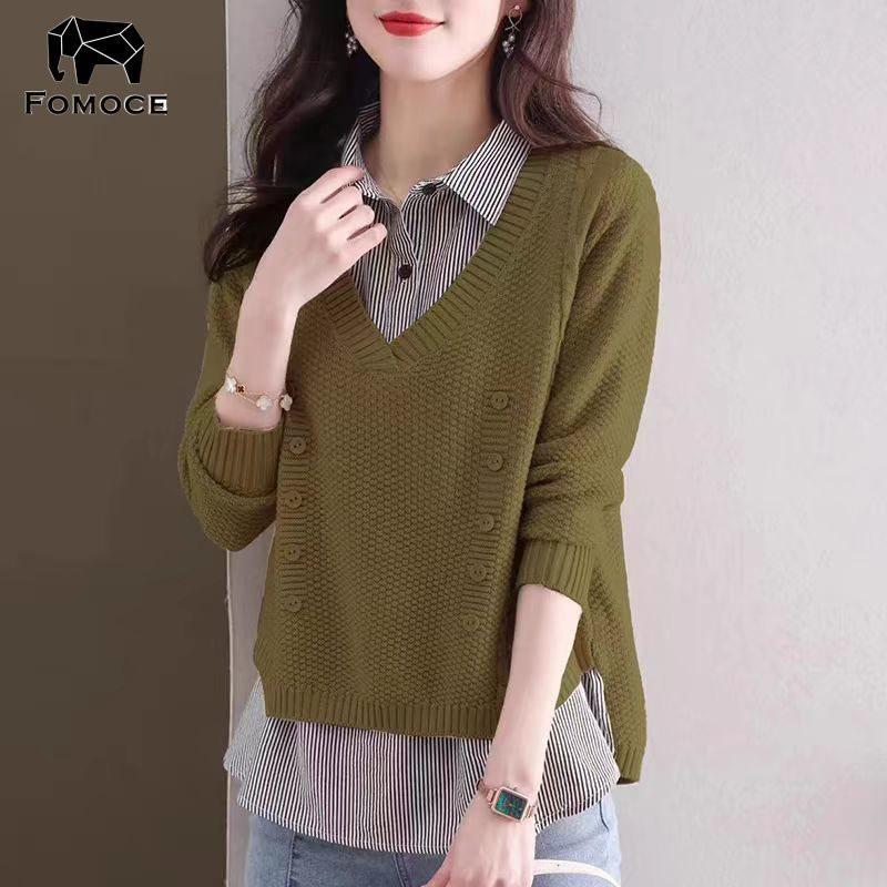 

Women s Loose Fit Two-Piece Look Shirt - New Spring/Autumn Design with Stylish Collar. XL for 120-130 lbs