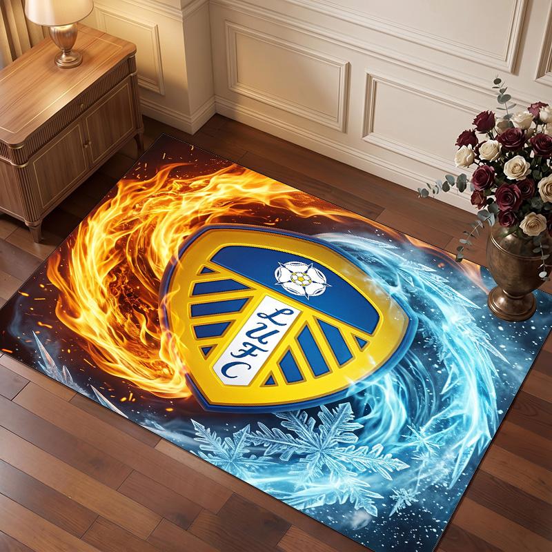 Tappeto in Velluto di Cristallo con Stampa del Leeds United Football, Comodo Assorbente d'Acqua Antiscivolo Tappeto per Pavimenti Interni