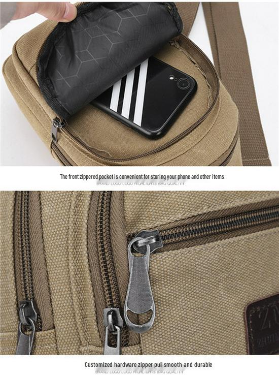 Men's Fashion Large Capacity Multi-functional Canvas Crossbody Chest Bag