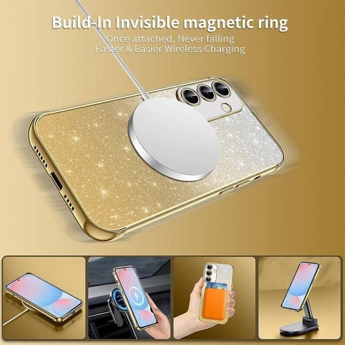 Case and Tempered Glass - Samsung - Galaxy S25 Ultra - Silicone - Camera Protection - Glittery Gold